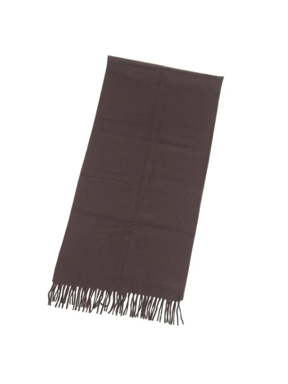 Hermes Rectoverso Cashmere Logo Embroidery Scarf with Fringe Brown - Picture 3 of 9